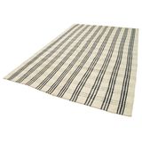 205x323 cm Anadolu Kilim Bej Çizgili Yün El Dokuma Modern Geometrik Etnik Eskitme Desenli Boho Oturma Odası Salon Yolluk Koridor Mutfak Halısı