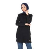 2064_Baskılı Kaşkorse Tesettür Tunik, 00100 Siyah, 42