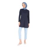 2064_Baskılı Kaşkorse Tesettür Tunik, 00413 Koyu Lacivert, 46