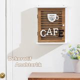 2067 Duvara Montajlı Dekoratif Anahtarlık Dolabı - Duvar Askılı Anahtar Saklama Kabini 21X25,5CM - cafe