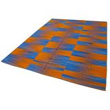 206x278 cm Degrade Kilim Turuncu Çizgili Yün El Dokuma Modern Geometrik Etnik Eskitme Desenli Boho Oturma Odası Salon Yolluk Koridor Mutfak Halısı