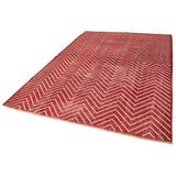 206x302 cm Geometrik Halı Kırmızı Geometrik Yün El Dokuma Modern Geometrik Etnik Eskitme Desenli Boho Oturma Odası Salon Yolluk Koridor Mutfak Halısı