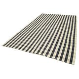 206x326 cm Anadolu Kilim Siyah Çizgili Yün El Dokuma Modern Geometrik Etnik Eskitme Desenli Boho Oturma Odası Salon Yolluk Koridor Mutfak Halısı