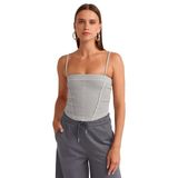 20794 Askılı Crop Top-Açık Gri 36