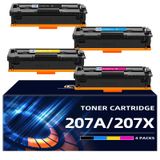 207A 207X Toner / HP 207A ile Uyumlu 4 Toner Renkleri/ Color Laserjet Pro MFP M283fdw M255dw M282nw M283fdn Toner / W2210A W2211A W2212A W2213A Siyah Cam Göbeği Sarı Macenta (SIN Chip)