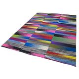 207x293 cm Degrade Kilim Beyaz Çizgili Yün El Dokuma Modern Geometrik Etnik Eskitme Desenli Boho Oturma Odası Salon Yolluk Koridor Mutfak Halısı