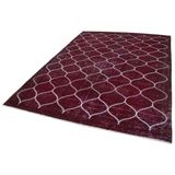 208x304 cm Geometrik Halı Mor Geometrik Yün El Dokuma Modern Geometrik Etnik Eskitme Desenli Boho Oturma Odası Salon Yolluk Koridor Mutfak Halısı