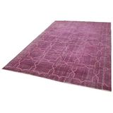208x313 cm Geometrik Halı Mor Geometrik Yün El Dokuma Modern Geometrik Etnik Eskitme Desenli Boho Oturma Odası Salon Yolluk Koridor Mutfak Halısı