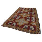208x331 cm Geometrik Kilim Bordo Geometrik Yün El Dokuma Modern Geometrik Etnik Eskitme Desenli Boho Oturma Odası Salon Yolluk Koridor Mutfak Halısı