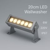 20CM 6W LED Wallwasher Naturel Beyaz 4000K | Dış Cephe, Minare, Bahçe Aydınlatma | Iç-Dış Kullanım - 4000K - Doğal Beyaz