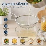 20Cm Tel Süzgeç Metal Saplı Kulaklı (5224)