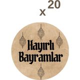 20LI Kutu ve Ambalaj Etiketi Hayırlı Bayramlar Yazılı Yapışkanlı Sticker Küçük Boy