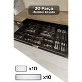 20'li Modüler Set Kaşıklık Çekmece Içi Düzenleyici Çatal Kaşık Bıçak Düzenleme Organizeri Antrasit