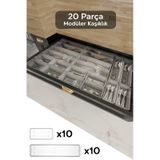 20'li Modüler Set Kaşıklık Çekmece Içi Düzenleyici Çatal Kaşık Bıçak Düzenleme Organizeri Şeffaf