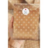 20li Puantiye Desenli Kese Kağıdı, Hediye Paketi (11x20 cm) ve 35 adet Sticker