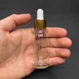20Ml Şeffaf Cam Damlalıklı Şişe , Gold Metalik Kapak , 20 Cc Saydam Cam Damlalıklı Şişe x 6 Adet