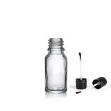 20ml şeffaf cam şişe fırça kapaklı, 24 adet, ecza şişesi, kozmetik şişe, yapıştırıcı şişesi, yağ şişesi