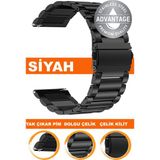 20mm-22mm-24mm saatlerle uyumlu dolgu çelik metal saat kordonu kayışı m09sgg4-b - 20 mm - Siyah