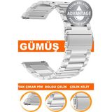 20mm-22mm-24mm saatlerle uyumlu dolgu çelik metal saat kordonu kayışı m09sgg4-s - 22 mm - Gümüş