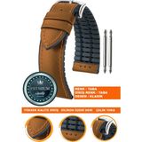 20mm-22mm-24mm saatlerle uyumlu soft silikon deri saat kordonu kayışı ls35-klasık-taba-taba - 22 mm