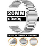 20mm-22mm saatlerle uyumlu paslanmaz çelik metal saat kordonu kayışı m17pd2-20mm - 20 mm - Gümüş