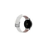 20mm Kordon Genişliği Olan Saatlerle Uyumlu 20 Mm Hakiki Deri Düz Beyaz Kordon Silver Toka
