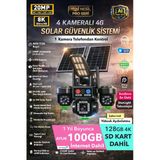 20Mp 8K 4 Kamera 1 Otomatik 100Gb İnternet Ve 128Gb Sd Kart Dahil 4G Solar Güneş Enerjili Kamera