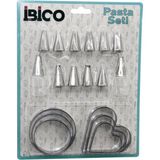 20Pcs Pasta Süsleme Uç Seti= 12-Metal Kurabiye Kalıp Metal=3-Kalp - 3-Yuvarlak 2-Uç Tutucu Pls.adaptör (5047)