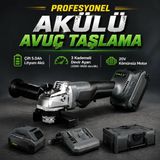 20V Kömürsüz Akülü Avuç Taşlama Makinesi 115 Mm 2X5ah Akü Şarjlı Spiral Taşlama 9500 Dev/Dk
