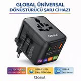 20W Evrensel Seyahat Adaptörü 2 Usb-C 1 Usb-A, Çoklu Fiş Dönüştürücü, 150+ Ülke Uyumlu