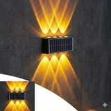 20W Güneş Enerjili Dış Mekan Bahçe Duvar Lambası - Cata Kos Solar LED Aplik - IP65 Su Geçirmez, 3200K Gün Işığı & Amber Dekoratif Aydınlatma (Amber Renk Işık)