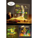 20X20 cm LED Işıklı Neon Mesaj Panosu, Standlı, Kalemli, Çok Amaçlı Yazı Tahtası - Ahşap - Beyaz - Seçenek 1