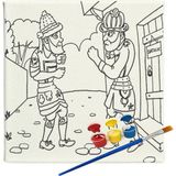 20X20 Resimli Tuval Çocuk Boyama Seti-Hacivat KARAGÖZ_MODEL16 Resimli 3 Boya 1 Fırça