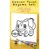 20X20 Tuval Boyama Seti 6'lı Boya ve Fırça Hediyeli Balbazar Pokemon7