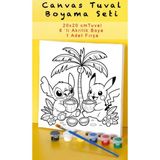 20X20 Tuval Boyama Seti 6'lı Boya ve Fırça Hediyeli Stitch Pikachu Pokemon3