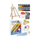 20X20 Tuval Seti 1 Paket Masa Ustu Sovale Monalisa Akrilik Boya Plastik Spatula Resim Fircasi Palet Ponpon Sunger Firca
