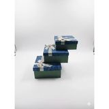 20X20X10 cm Büyük Boy Lüks Hediye Kutusu - Zümrüt Yeşil Lacivert Sert Mukavva Kare Kutu - Standart - Çok Renkli