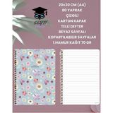 20X30 cm (A4) 80 Yaprak Çizgili Karton Kapak Telli Defter Beyaz Sayfalı Kopartılabilir Sayfalar