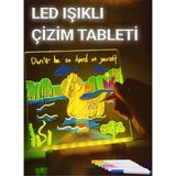 20X30 LED Işıklı Yazı Çizim Tahtası, 7 Keçeli Kalemli, Sihirli Çizim - Ahşap - Bej - Siyah - Seçenek 1