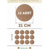 21 cm Çap 12 Adet Supla Amerikan Servis Runner MDF Duralit Magnet Altı Ahşap 3 mm (2,7 mm) Kalınlık