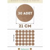 21 cm Çap 30 Adet Supla Amerikan Servis Runner MDF Duralit Magnet Altı Ahşap 3 mm (2,7 mm) Kalınlık