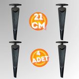 21 cm Metal Klas Koltuk Ayağı Mobilya Ayağı Ünite Ayağı Konsol Ayağı Puf Berjer Ayağı (4 Adet) - Siyah