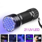 21 Led Ultraviyole El Feneri, 395 Nm Uv Fener, Mor Işık El Feneri Siyah