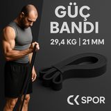 21 mm Siyah Güç Bandı Fitness Resistance Powerband Orta Sert Direnç Lastiği Pilates Latex Aerobik Squat