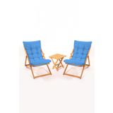 2+1 Nora Şezlong Seti Bahçe-Balkon-Teras-Plaj-Kafe Katlanır Set