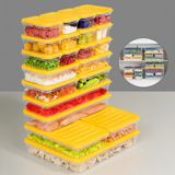 21 Parça Mikrodalga Uyumlu Organize Saklama Kabı - 1X2400ML 2X1170ML 2X1200ML 4X600ML 12X240ML Sarı