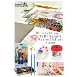 21 Renk Brons Sulu Boya 35X50 Cm Telli Spralli Resim Defteri Resim Paleti Resim Fırçası Temizleme Kabı Suluboya Okul