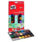 21 Renk Sulu Boya 1 Paket Fırça Hediyeli 21 Li Pritt Suluboya Canlı Renkler 28 Mm Boya Çapı Büyük Boy