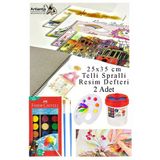 21 Renk Sulu Boya 25X35 Cm Telli Spralli Resim Defteri Resim Paleti Resim Fırçası Temizleme Kabı Suluboya Okul Öğrenci