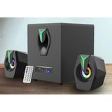 2+1 Ses Sistemi Fm Radyo Bluetooth Sd Kart USB Girişli Hoparlör Uzaktan Kumandalı Siyah R-107BT - Çok Renkli